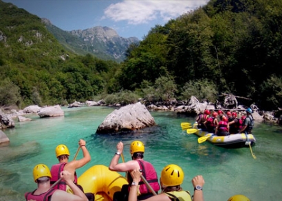 Izgalmas rafting túra Szlovéinában