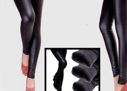 Bőr hatású bélelt leggings